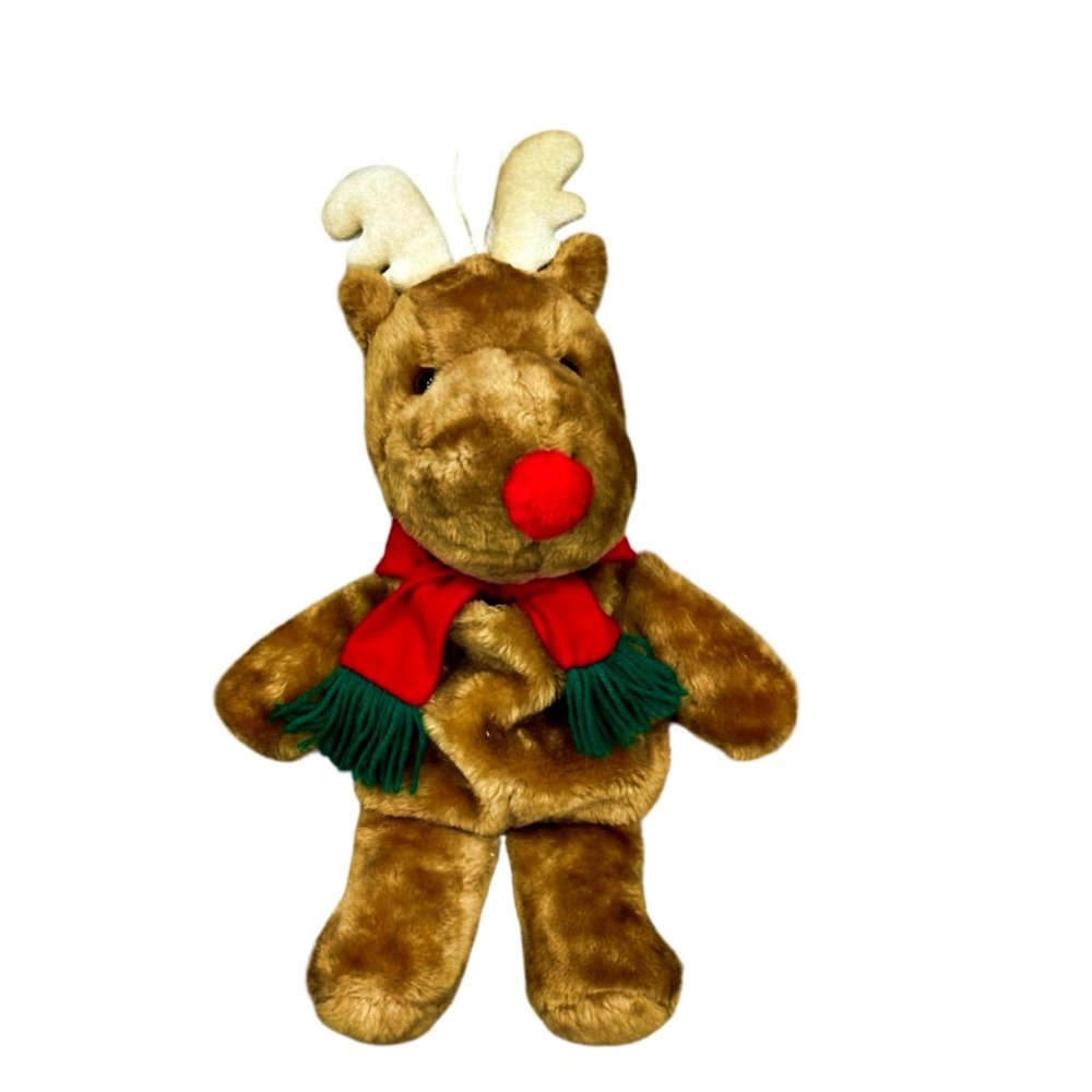 Vintage 1988 Fairview 3D Red Nose Reindeer Christmas Stocking Card Holder 19 In